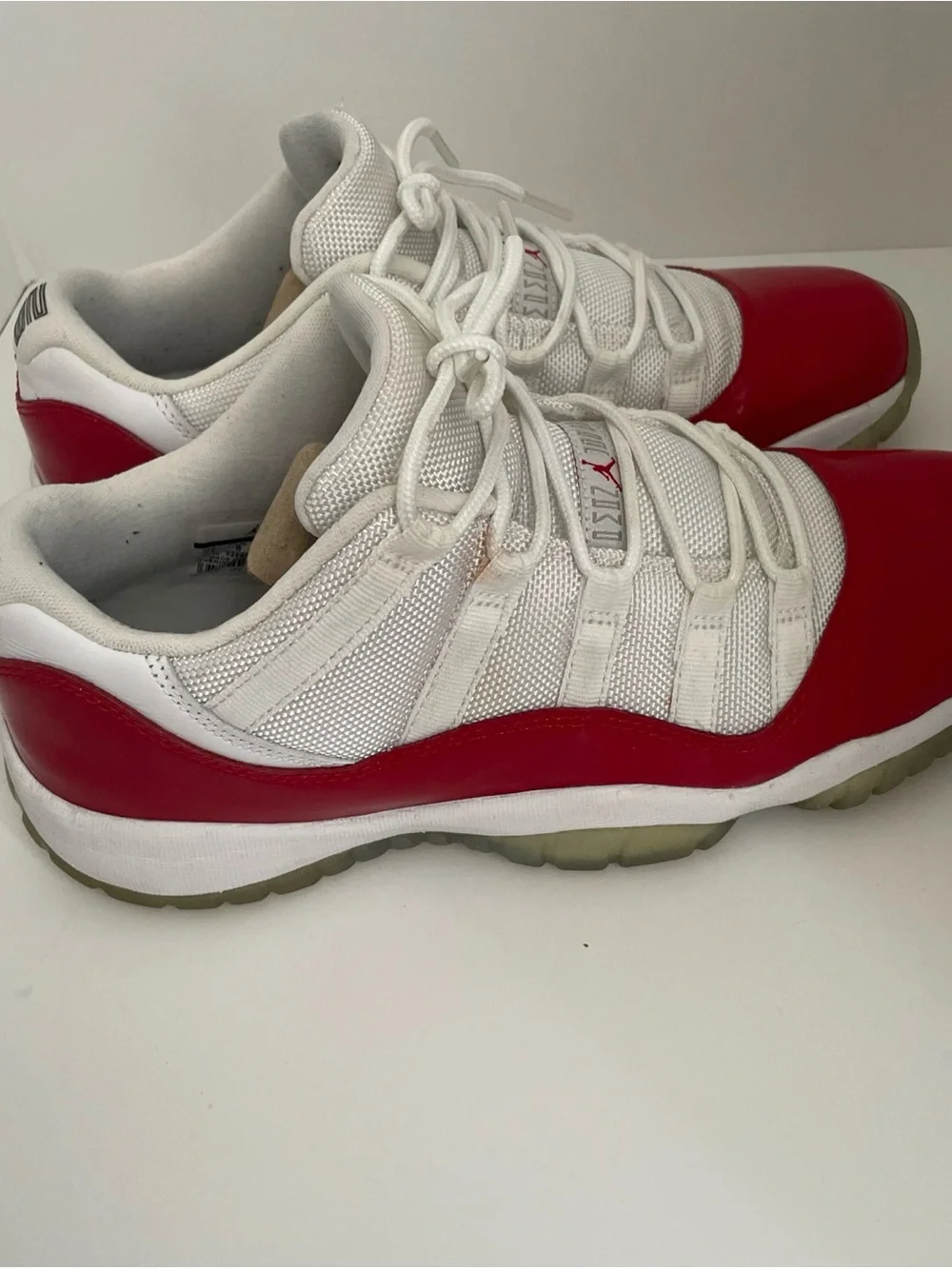 Jordan 11 White and Red Low-Top Basketball Sneakers size 7